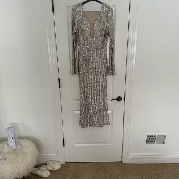 In The Mood for Love Silver Sequin Dress - Picture 3 of 4